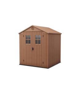 CASETTA DA ESTERNO KETER 'DARWIN 6X6' IN EVOTECH+ EFFETTO LEGNO E FINESTRE FRONTALI, 190X183221 CM